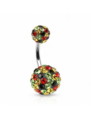 Piercing nombril cristaux multicolores