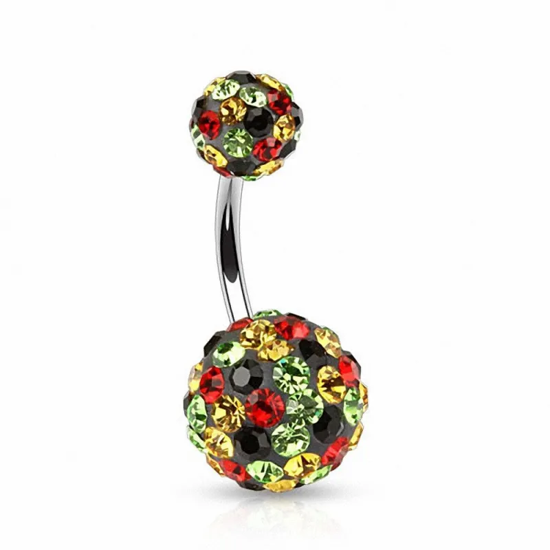Piercing nombril cristaux multicolores
