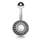 Piercing nombril bouclier tribal opale blanche