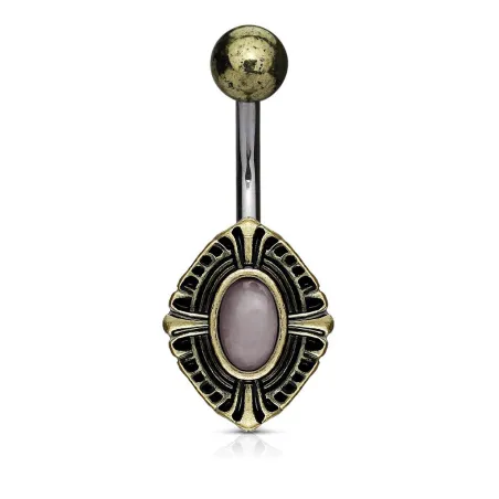 Piercing nombril croix celtique quartz rose