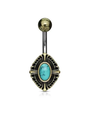 Piercing nombril croix celtique turquoise