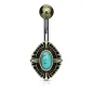 Piercing nombril croix celtique turquoise