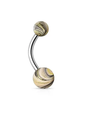 Piercing nombril couleur électrique doré noir