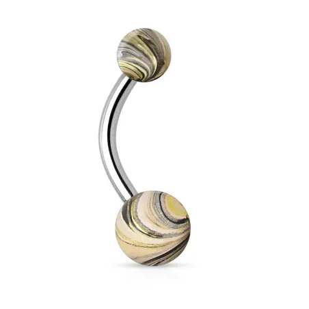 Piercing nombril couleur électrique doré noir