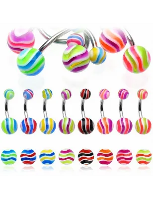Lot de 6 piercing nombril marbré 3 couleurs