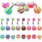 Lot de 6 piercing nombril marbré 3 couleurs
