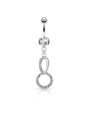 Piercing nombril cercle cristaux blancs