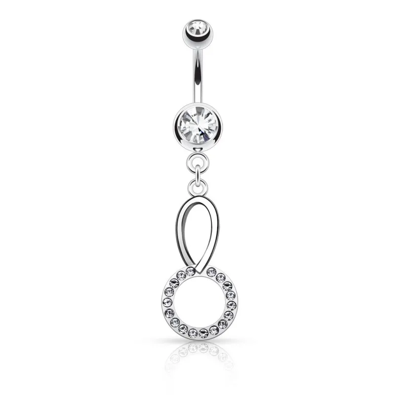 Piercing nombril cercle cristaux blancs