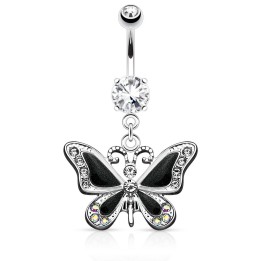 Piercing nombril papillon noir