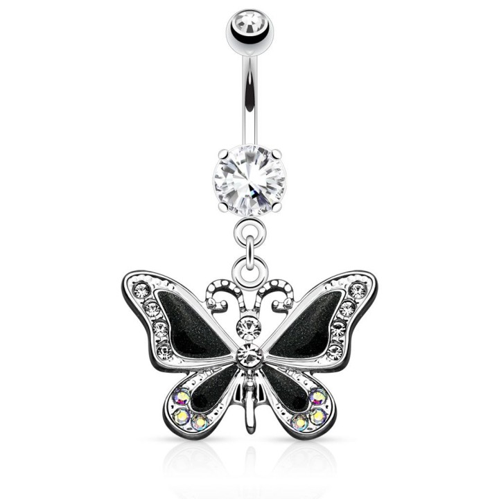 Piercing nombril papillon noir