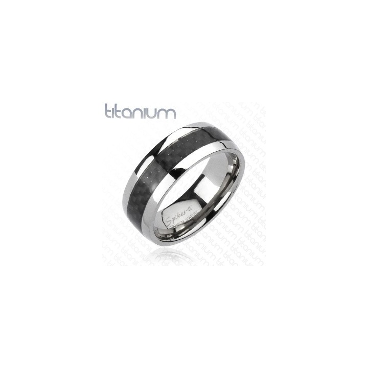 Bague Titane Solide Fibre de Carbone - Bague homme et femme en titane