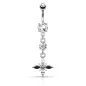 Piercing nombril strass noirs et blancs