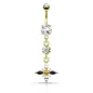 Piercing nombril strass noirs et blancs plaqué or