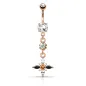Piercing nombril strass noirs et blancs or rose