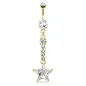 Piercing nombril chaine étoile doré