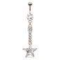 Piercing nombril chaine étoile or rose
