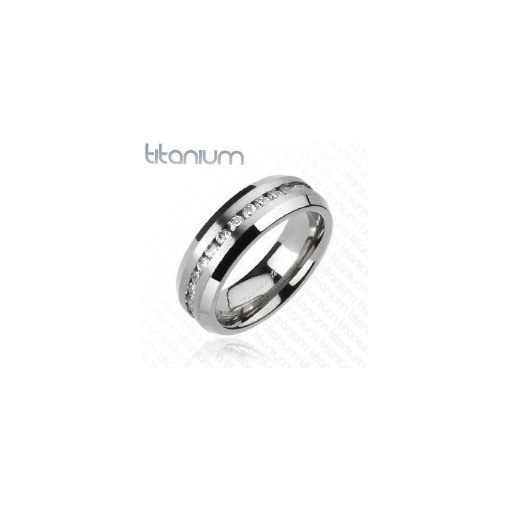 Bague en Titane solide Multi-Gemmes - Bague homme et femme en titane