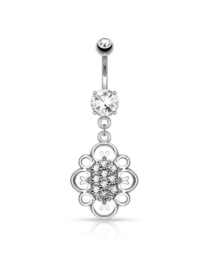 Piercing nombril pendentif ovale filigrane