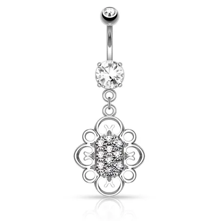 Piercing nombril pendentif ovale filigrane