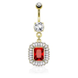 Piercing nombril gemme rectangulaire plaqué or