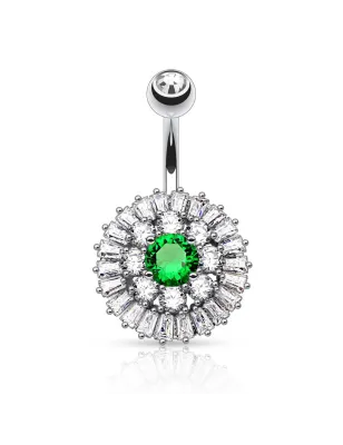 Piercing nombril cercles gemmes pierre verte
