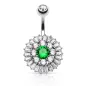 Piercing nombril cercles gemmes pierre verte