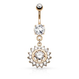 Piercing nombril cercle gemme or rose