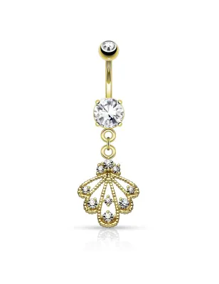 Piercing nombril éventail tressé plaqué or