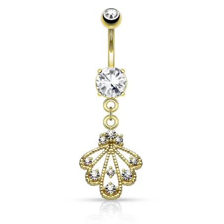 Piercing nombril éventail tressé plaqué or