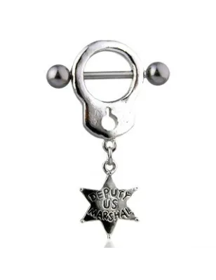 Piercing Téton Menotte Etoile de Sheriff - Bijou Piercing Téton