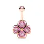Piercing nombril trèfle 4 cœurs or rose