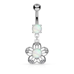 Piercing nombril fleur opale