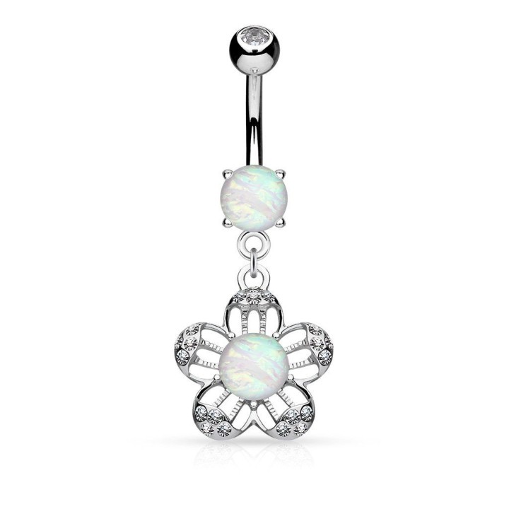 Piercing nombril fleur opale