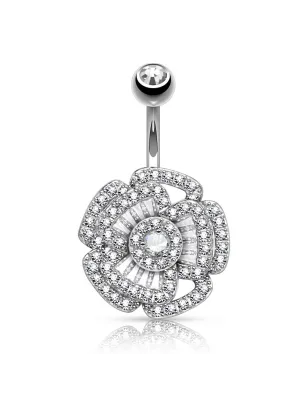 Piercing nombril fleur de camélia multiple gemmes