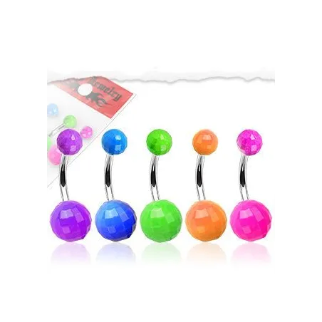 Lot de 5 piercing nombril boules disco fluo