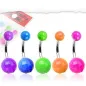 Lot de 5 piercing nombril boules disco fluo