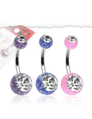 Lot de 3 piercing nombril paillettes et strass