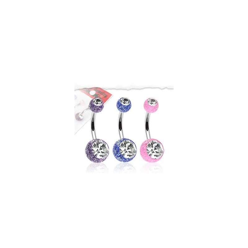 Lot de 3 piercing nombril paillettes et strass