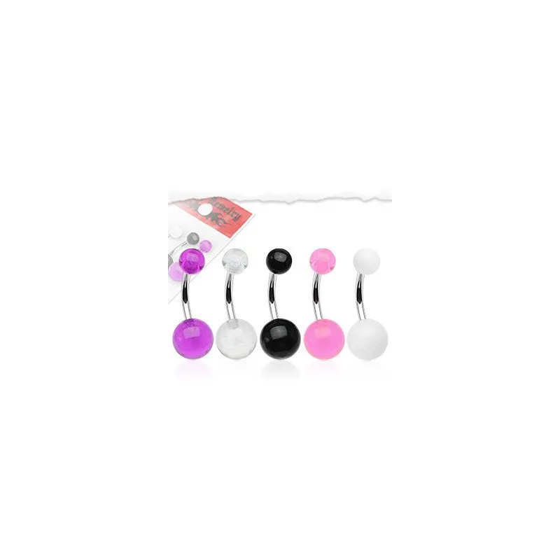 Lot de 5 piercing nombril boules acrylique