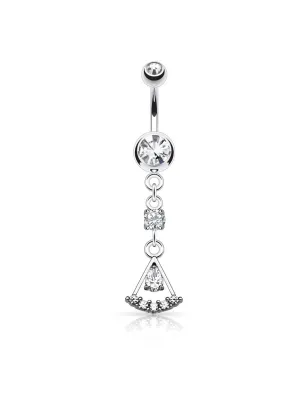 Piercing nombril éventail strass