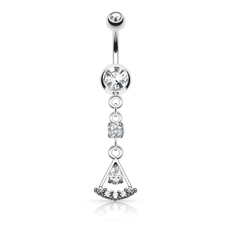 Piercing nombril éventail strass