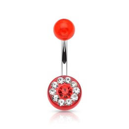 Piercing nombril acrylique gemmes rouge