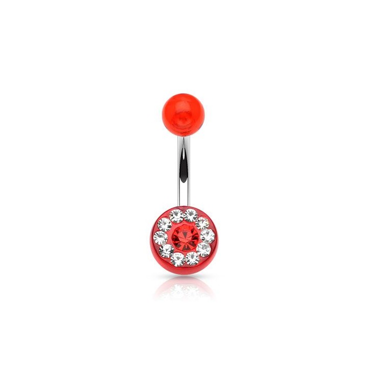 Piercing nombril acrylique gemmes rouge