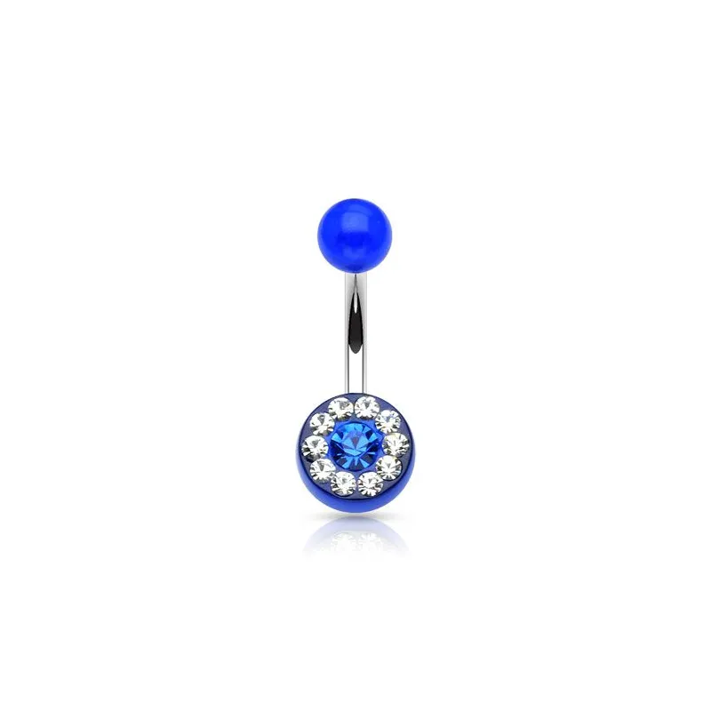 Piercing nombril acrylique gemmes bleu