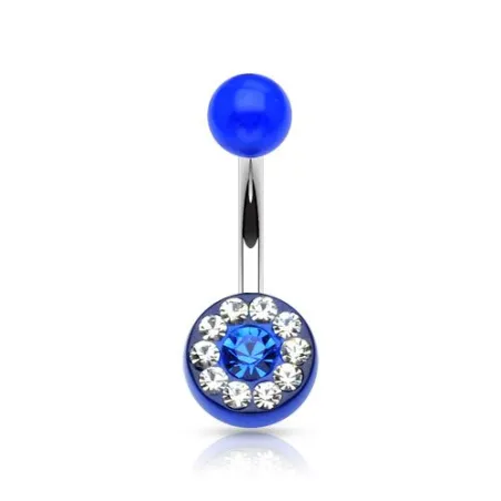 Piercing nombril acrylique gemmes bleu