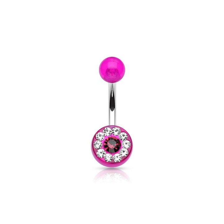 Piercing nombril acrylique gemmes violet