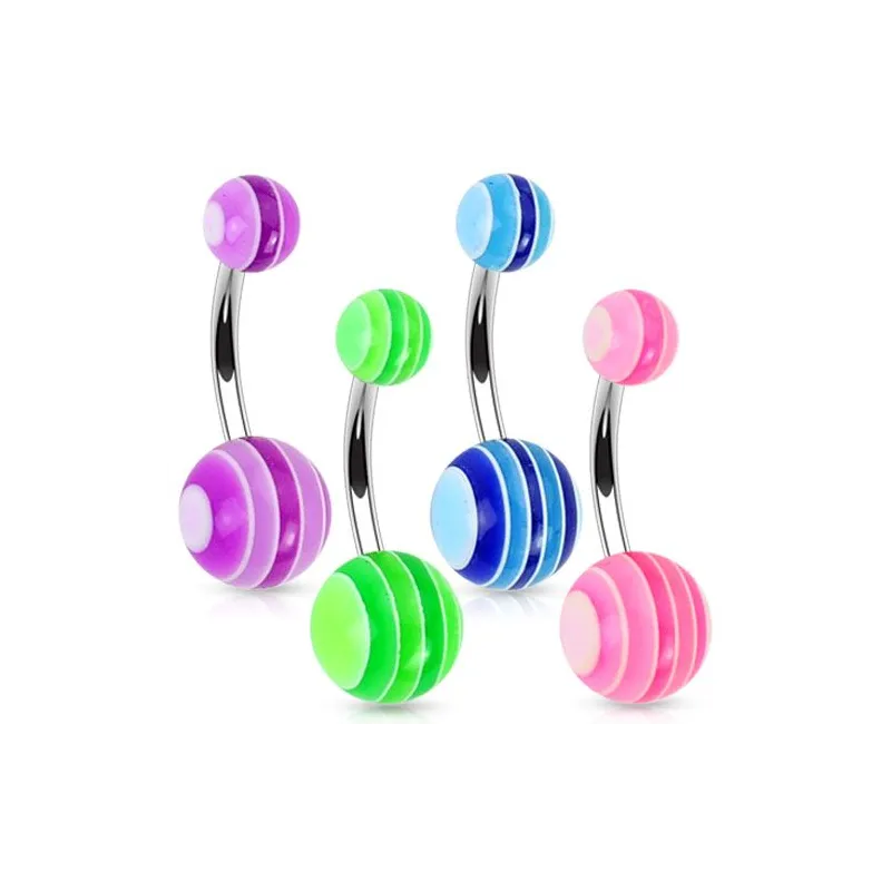Lot de 4 piercing de nombril boules multicolores