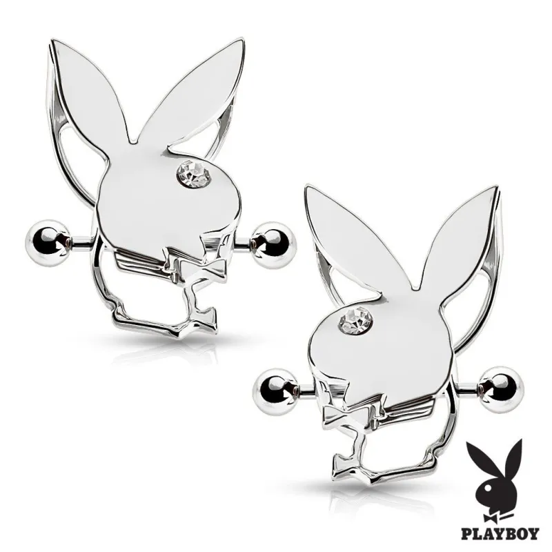 Paire de piercing téton bouclier Playboy