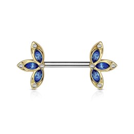 Piercing téton pétales de fleur doré