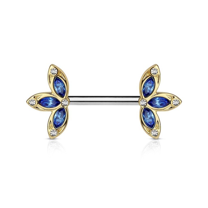 Piercing téton pétales de fleur doré